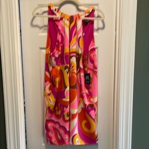 Vibrant Pink and Orange Sleeveless Dress